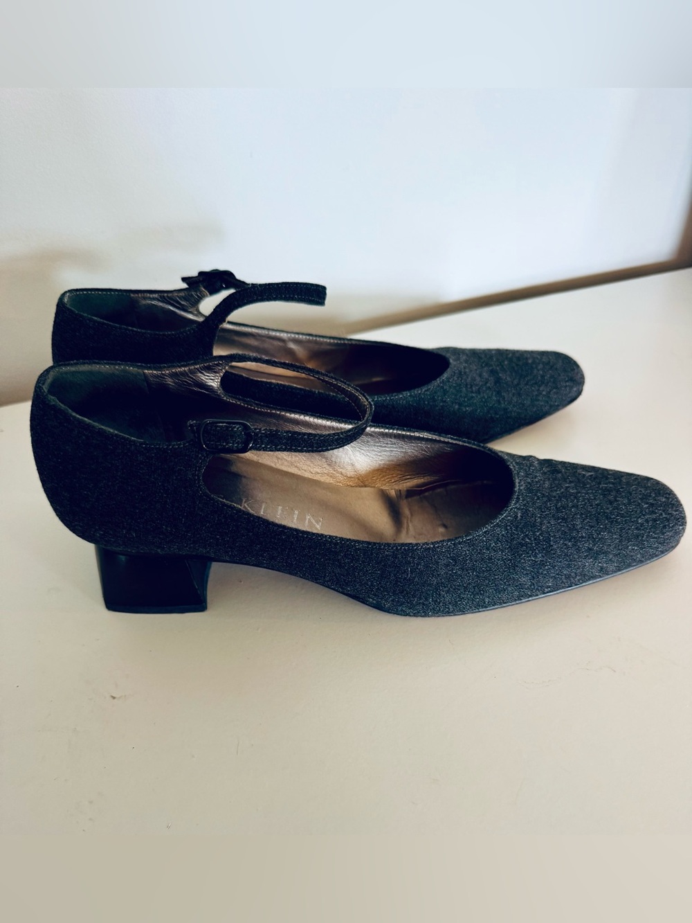 Anne Klein Women’s Gray Mary Jane Low Heel Pumps